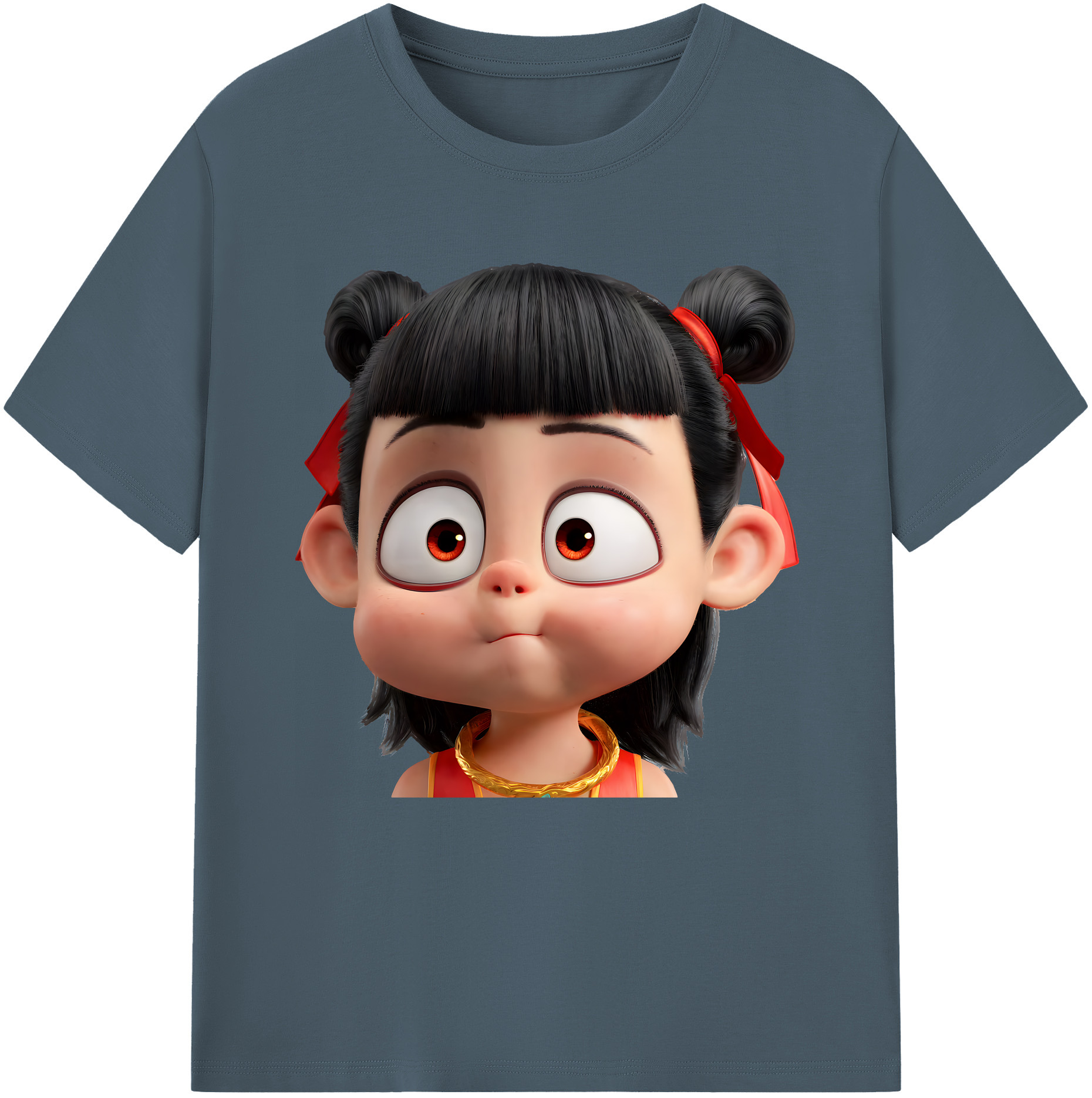 （画像用） Ne Zha 2 ナタ 魔童の大暴れ 綿100％半袖Tシャツ（フロントプリント）